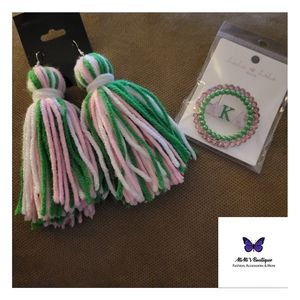SororityYarn Tassel Earrings with brooches 1 of each available.